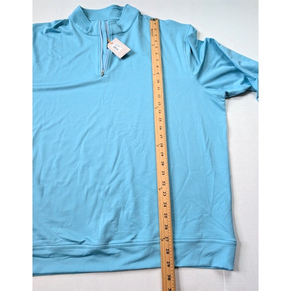 Peter Millar Mens XXL Blue Poppy Perth Melange Performance 1/4 Zip NWT Reef - Picture 5 of 7